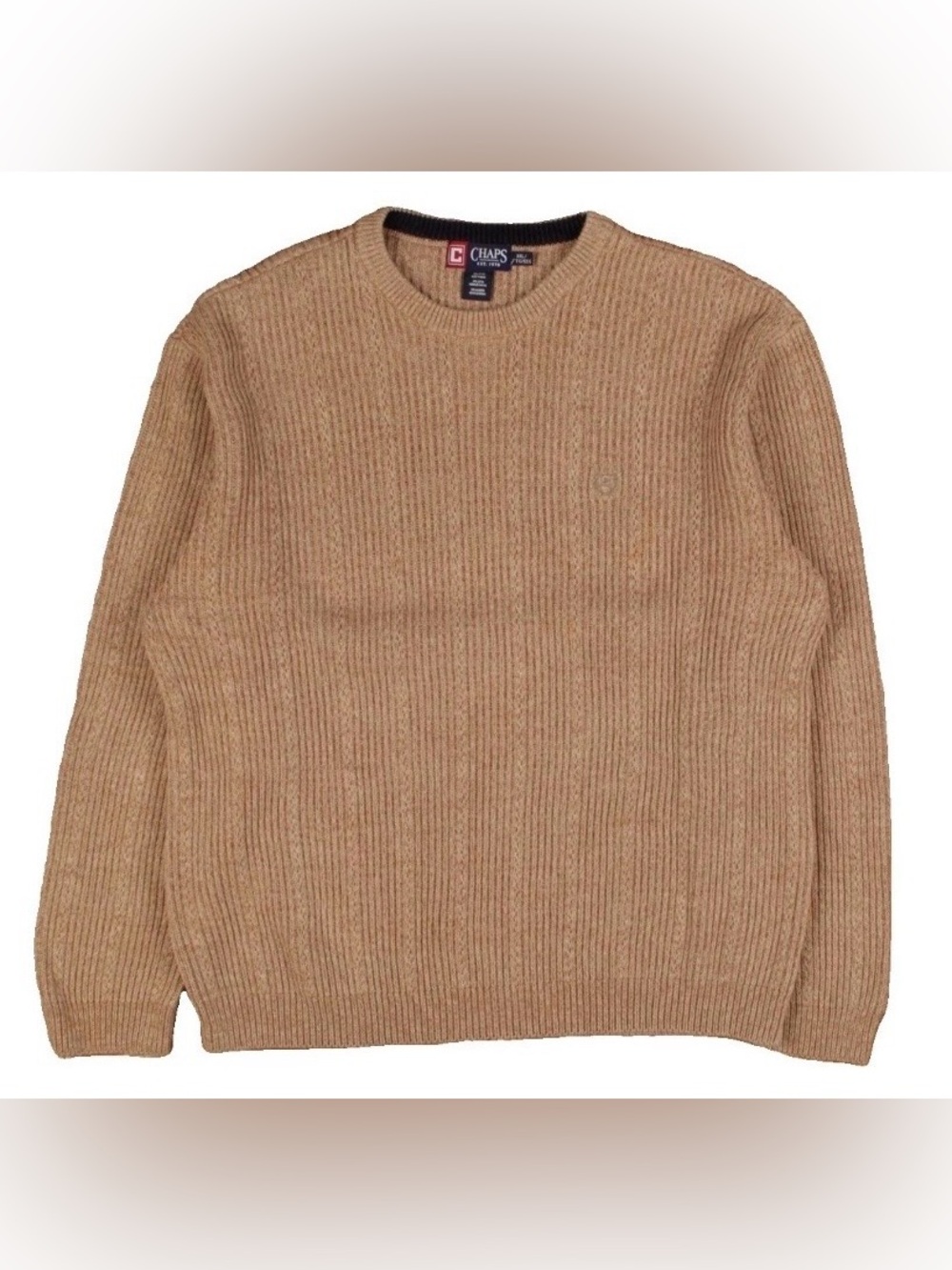 Chaps Men’s Camel Ribbed Crewneck Sweater